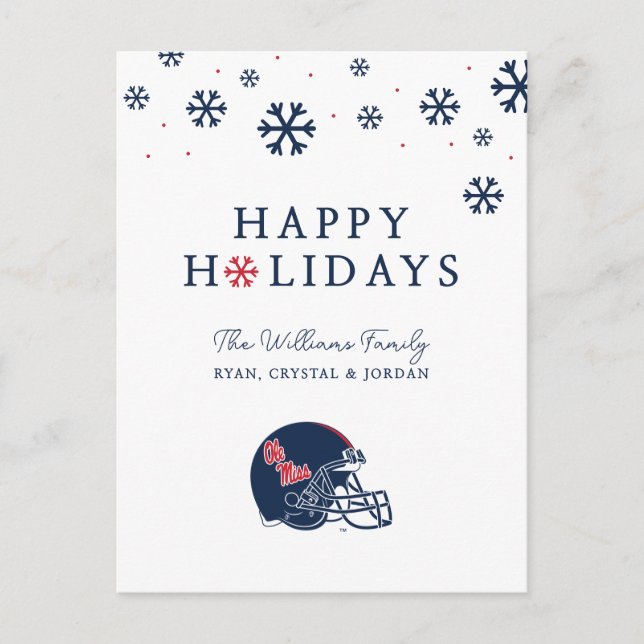 Cartes Pour Fêtes Annuelles Casque de football Ole Miss | Bleu foncé (Devant)