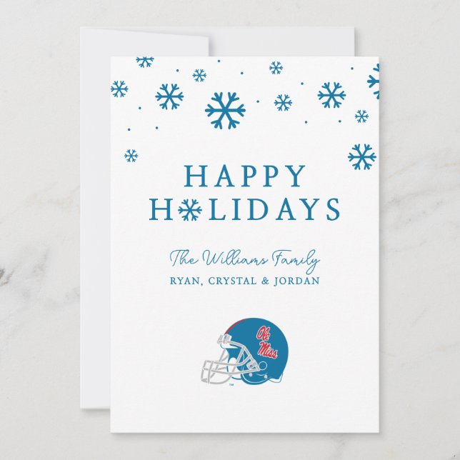 Cartes Pour Fêtes Annuelles Casque Ole Miss Football | Bleu clair (Devant)
