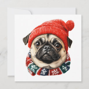 Cartes Pour Fêtes Annuelles Casquette de Noël carlin mignon