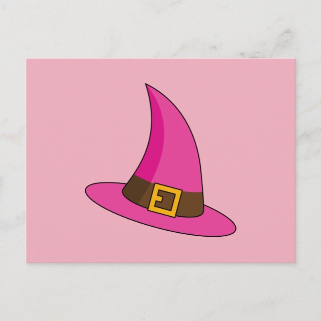 Cartes Pour Fêtes Annuelles Casquette de sorcière rose (Devant)