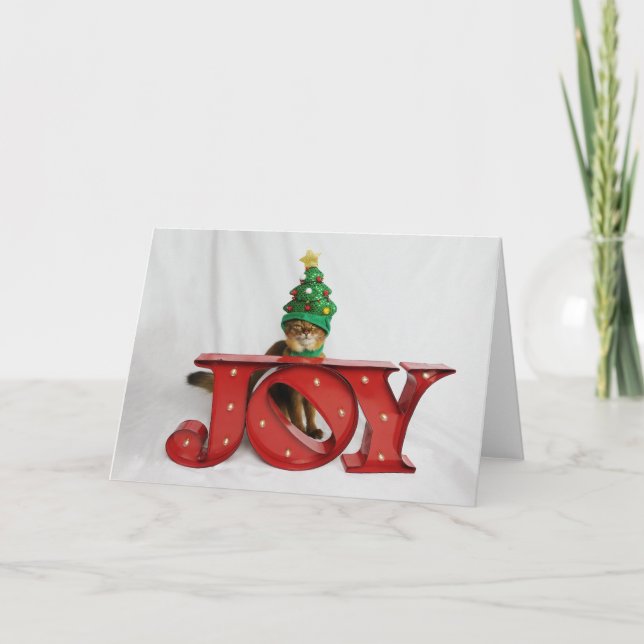 Cartes Pour Fêtes Annuelles Casquette incertain de chat d'arbre de Noël de (Devant)