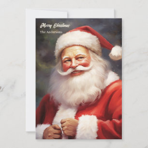Cartes Pour Fêtes Annuelles Casquette rouge souriant classique rétro Père Noël
