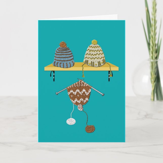 Cartes Pour Fêtes Annuelles Casquettes de tricot pour Noël (Devant)