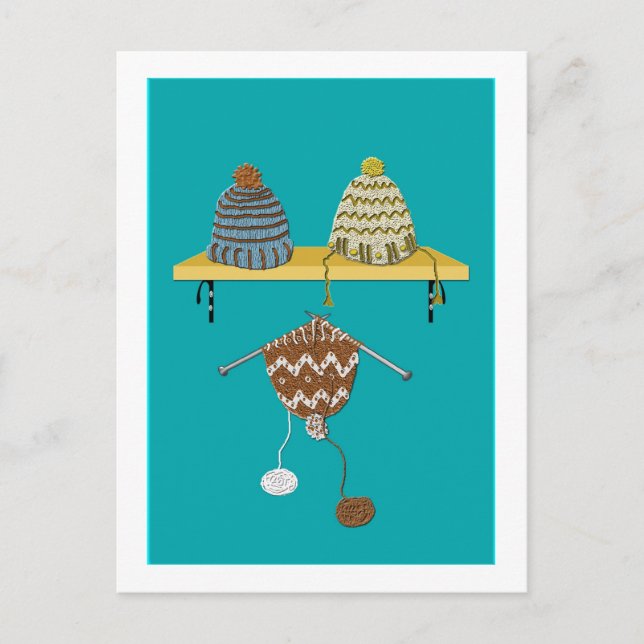 Cartes Pour Fêtes Annuelles Casquettes tricots pour Noël (Devant)
