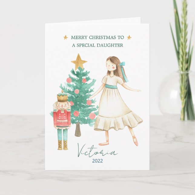 Cartes Pour Fêtes Annuelles Casse-Noisette Ballet Images Fille Noël (Devant)