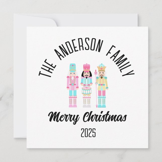 Cartes Pour Fêtes Annuelles Casse-Noisette de Noël Pastel Nom Personnalisé (Devant)