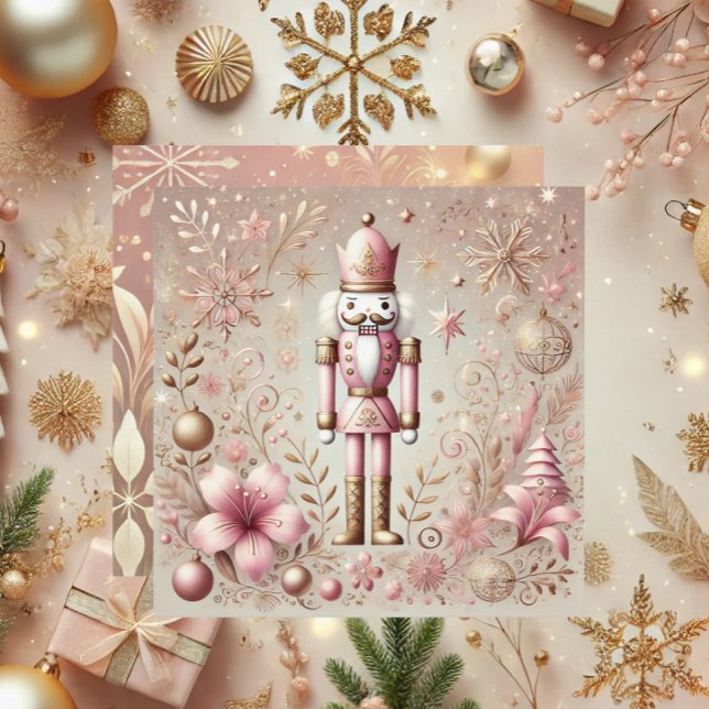 Cartes Pour Fêtes Annuelles Casse-noisette pastel élégant et fantaisiste rose  (Créateur téléchargé)