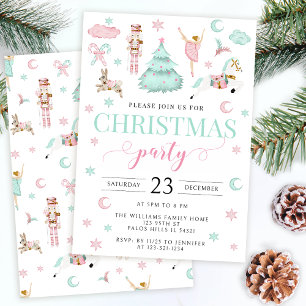 Cartes Pour Fêtes Annuelles Casse-noisette rose turquoise bonbon fête de Noël