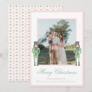 Cartes Pour Fêtes Annuelles Casse-Noisette Rose Vert Préparatoire de Noël 2 Ph