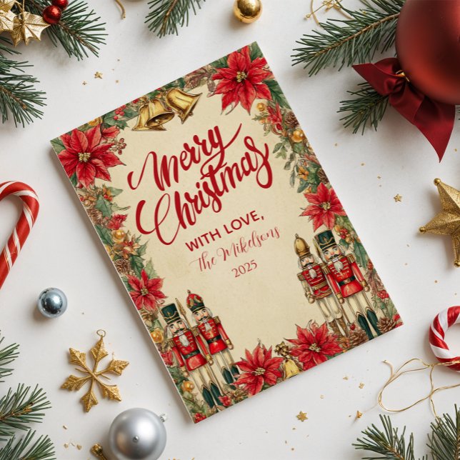 Cartes Pour Fêtes Annuelles Casse-noix classique rouge et or (Créateur téléchargé)