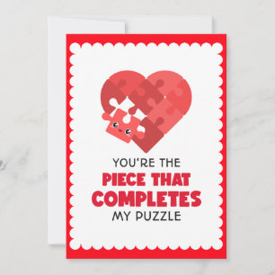 Cartes Pour Fêtes Annuelles Casse-tête Cœur Rouge Vous êtes la pièce manquante