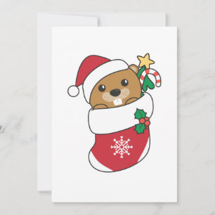 Cartes Pour Fêtes Annuelles Castor Noël Neige Hiver Animaux Castor