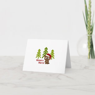Cartes Pour Fêtes Annuelles Castor-y joyeux ! Castor mignon de Noël