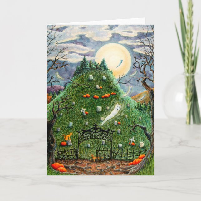 Cartes Pour Fêtes Annuelles CASTROPHE EN NEUF VIES CEMETTRE ART ÉFFRAYANT Blan (Devant)