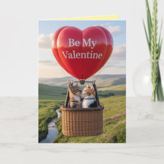 Cartes Pour Fêtes Annuelles Cat Balloon Valentine's Day Card