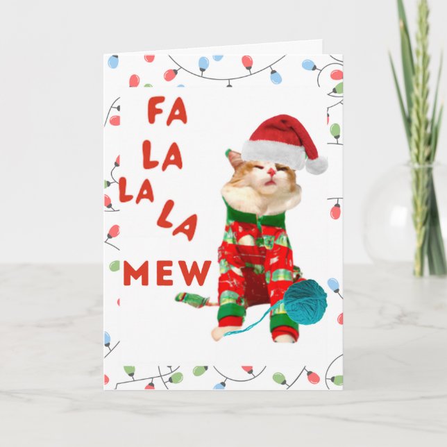 Cartes Pour Fêtes Annuelles Cat Christmas Card Fa la la Mew (Devant)