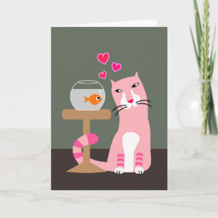 Cartes Pour Fêtes Annuelles Cat & Goldfish Valentine
