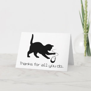 Cartes Pour Fêtes Annuelles Cat Mouse Merci Technicien, Logiciel, Programmeur