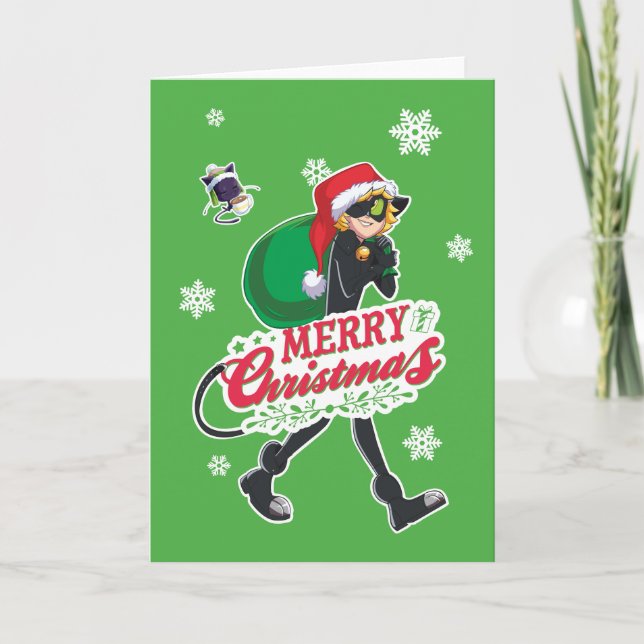 Cartes Pour Fêtes Annuelles Cat Noir | Joyeux Noël (Devant)