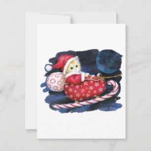 Cartes Pour Fêtes Annuelles Cat Père Noël à Père Noël Sleigh Livrant des cadea