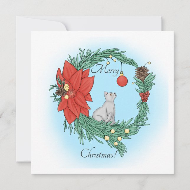 Cartes Pour Fêtes Annuelles Cat Wreath  (Devant)