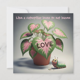 Cartes Pour Fêtes Annuelles Caterpillar and Heart-shaped Leaves