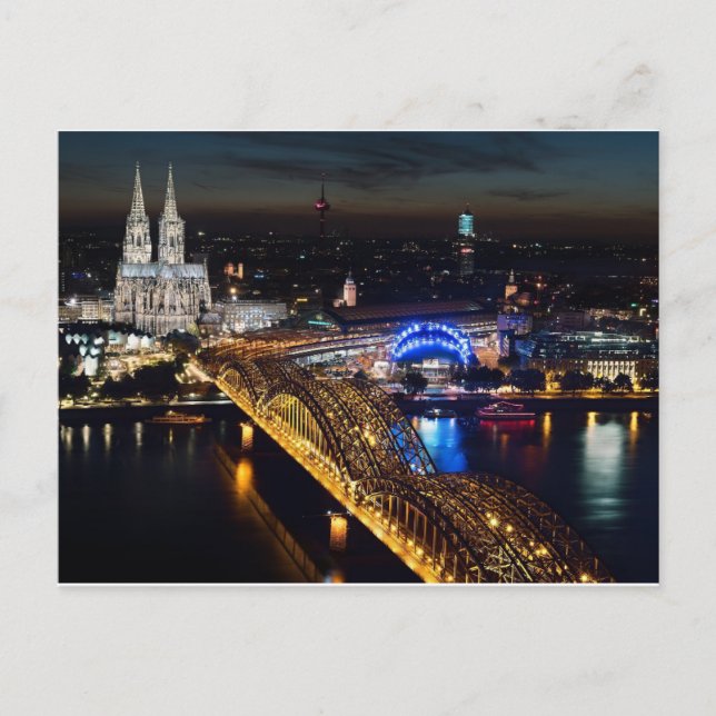 Cartes Pour Fêtes Annuelles Cathédrale de Cologne, pont Hohenzollern Allemagne (Devant)