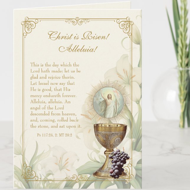 Cartes Pour Fêtes Annuelles Catholique Ecriture Poème Ressuscité Christ (Créateur téléchargé)