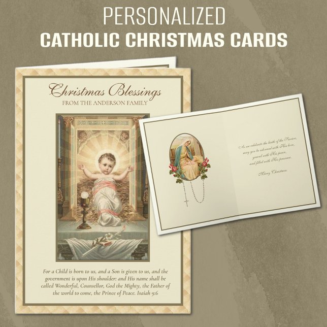 Cartes Pour Fêtes Annuelles Catholique Jésus Écriture de Noël Vierge Marie (TRADITIONAL CATHOLIC CHRISTMAS CARD WITH JESUS IN TABERNACLE)