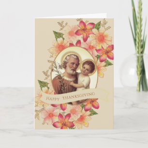 Cartes Pour Fêtes Annuelles Catholique Thanksgiving Automne St Joseph Jesus