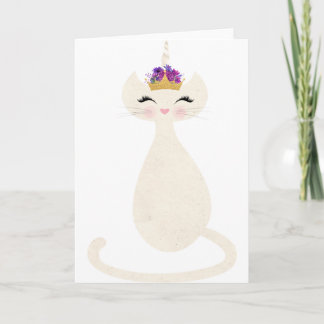 Cartes Pour Fêtes Annuelles caticorn licorne chat avec couronne princesse
