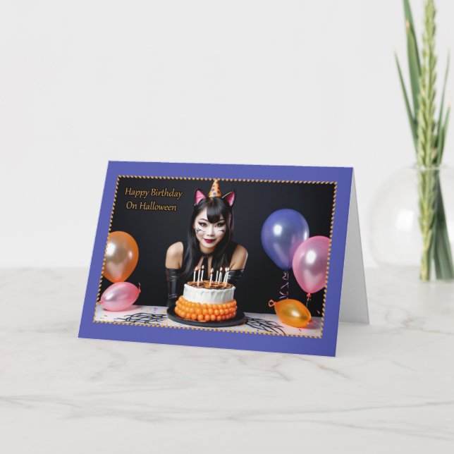 Cartes Pour Fêtes Annuelles Catwoman - Joyeux anniversaire Halloween (Devant)