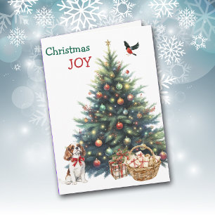 Cartes Pour Fêtes Annuelles Cavalier King Charles Spaniel et Bird