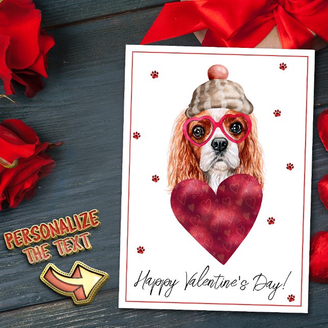 Cartes Pour Fêtes Annuelles Cavalier King Espagnol Amoureux des chiens Valenti (Créateur téléchargé)