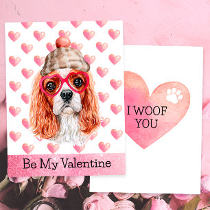 Cartes Pour Fêtes Annuelles Cavalier Spaniel I Woof You Dog Valentine's Day