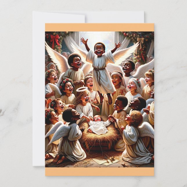Cartes Pour Fêtes Annuelles "Célébration céleste : une scène de joie (Devant)