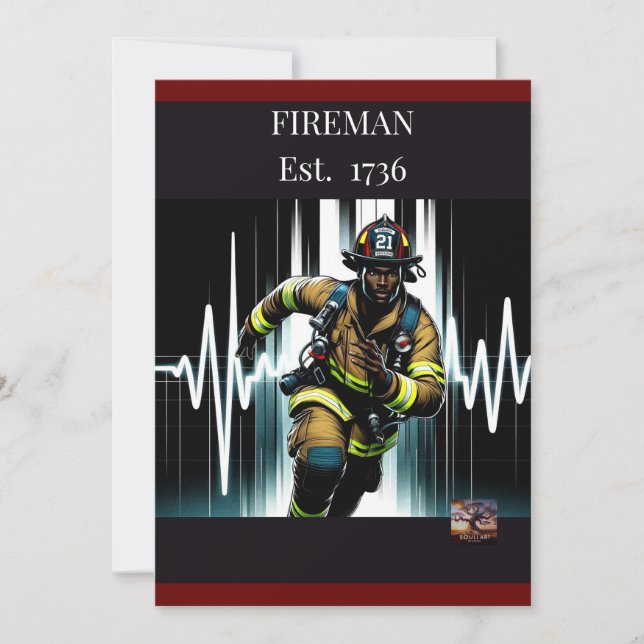 Cartes Pour Fêtes Annuelles "Célébration du héros brave : Naissance du pompier (Devant)