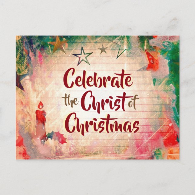 Cartes Pour Fêtes Annuelles Célébrez le Christ de Noël (Devant)