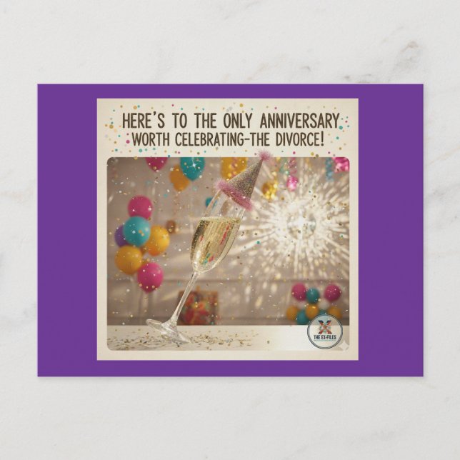 Cartes Pour Fêtes Annuelles Célébrez le divorce ! F) (Devant)