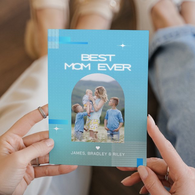 Cartes Pour Fêtes Annuelles Céleste MEILLEURE MÈRE JAMAIS Fête des Mères Photo (Créateur téléchargé)