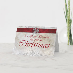 Cartes Pour Fêtes Annuelles Celtic Knot Triskelion Rouge & Green Christmas Car