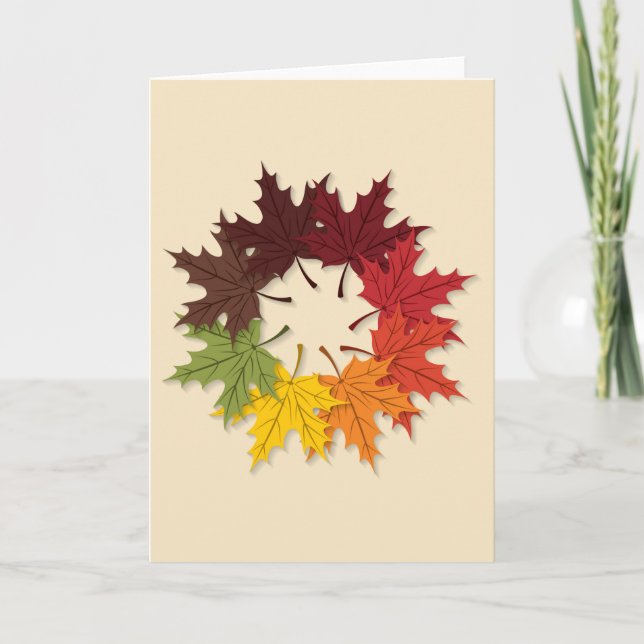 Cartes Pour Fêtes Annuelles Cercle feuille (Devant)