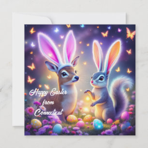 Cartes Pour Fêtes Annuelles Cerf à queue blanche et lapin d'écureuil gris orie