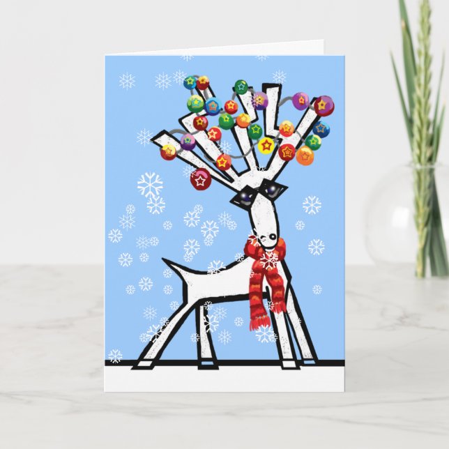 Cartes Pour Fêtes Annuelles Cerf de Noël (Devant)