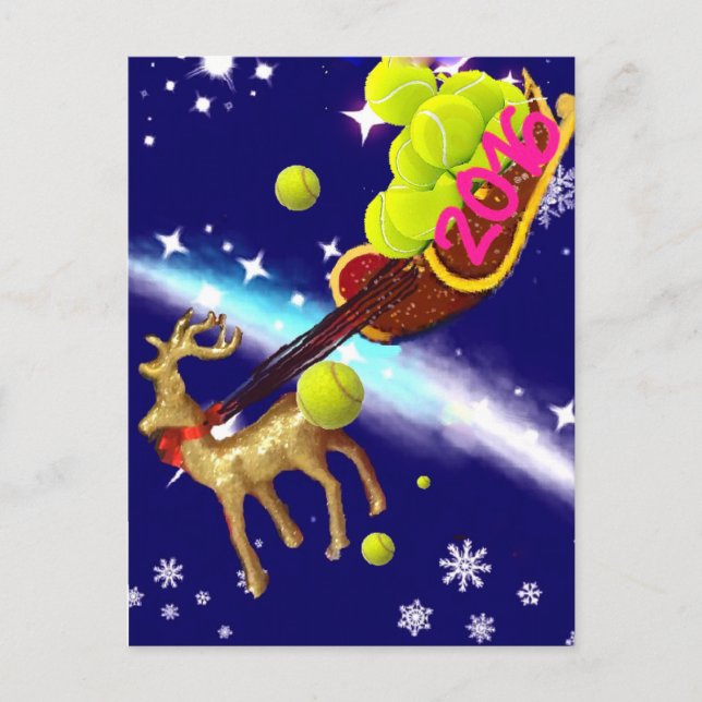 Cartes Pour Fêtes Annuelles Cerf de Noël avec traîneau (Devant)