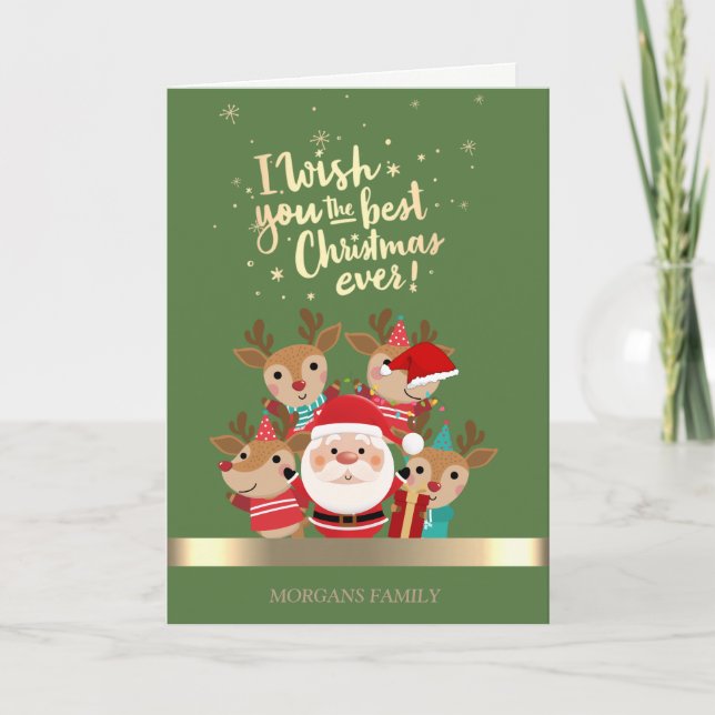 Cartes Pour Fêtes Annuelles Cerf de Noël, Compagnie Santa Claus Vacances (Devant)