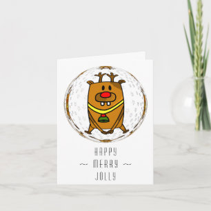 Cartes Pour Fêtes Annuelles Cerf Drôle dans une Boule de Sapin de Noël