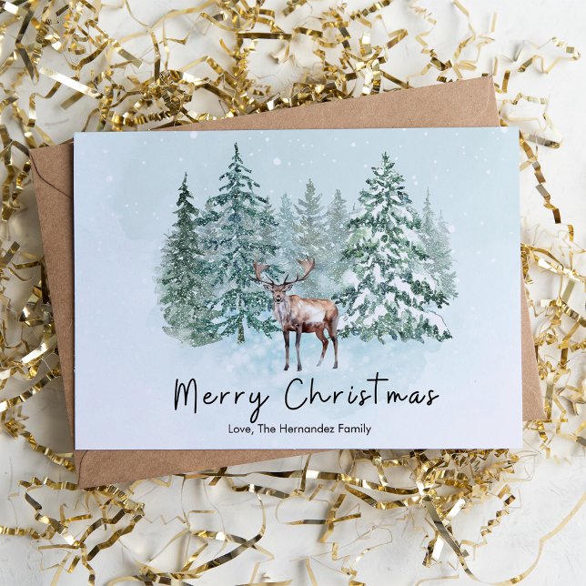 Cartes Pour Fêtes Annuelles Cerf élégant de la forêt rustique (Créateur téléchargé)