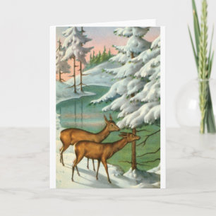 Cartes Pour Fêtes Annuelles Cerf en hiver