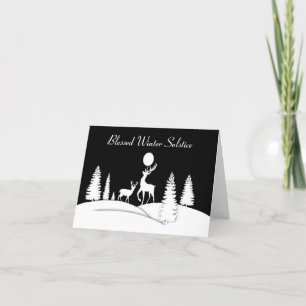 Cartes Pour Fêtes Annuelles Cerf solstice d'hiver sous la Pleine lune